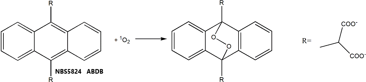 （NBS5824）   9,10-Anthracenediyl-bis(methylene)dimalonic Acid (ABDA)  9,10-蒽二基-雙（亞甲基）二丙二酸（單線(xiàn)態(tài)氧指示劑） 圖1.png