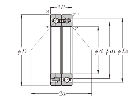 角接觸球軸承，品牌：NTN，尺寸圖1