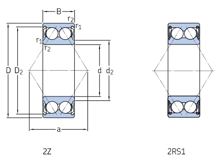 角接觸球軸承，品牌：SKF，尺寸圖3