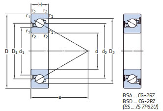 角接觸球軸承，品牌：SKF，尺寸圖1