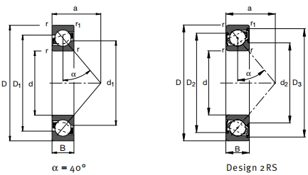 角接觸球軸承，品牌：FAG，尺寸圖1