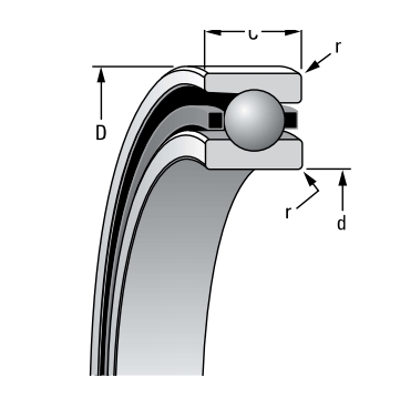角接觸球軸承，品牌：TIMKEN，尺寸圖1